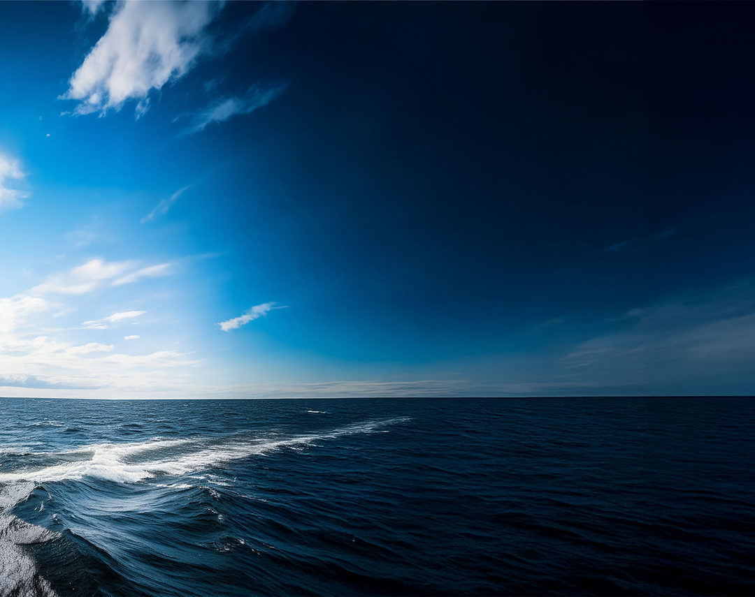 Sailing yacht heeling on a deep blue sea